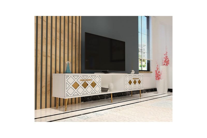 Ilna Tv-bänk 150 cm - Vit/Guld - Möbler - Vardagsrum - Tv-möbler & mediamöbler - Tv-bänkar