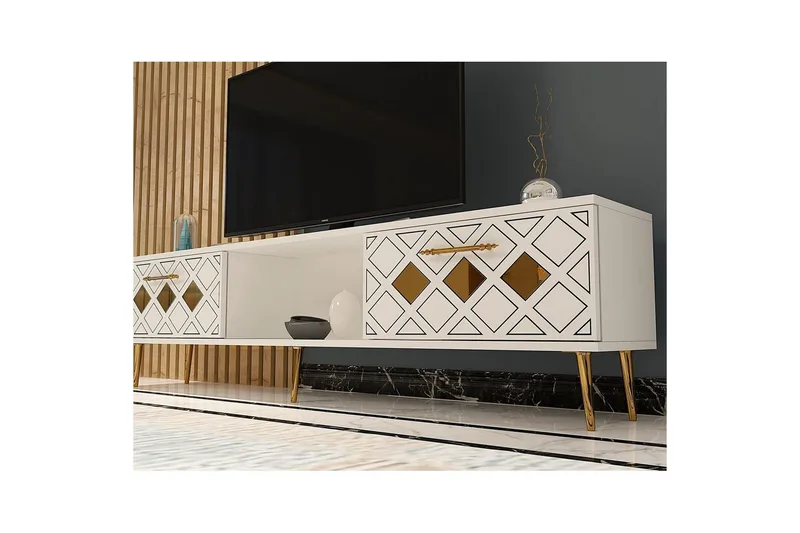 Ilna Tv-bänk 150 cm - Vit/Silver - Möbler - Vardagsrum - Tv-möbler & mediamöbler - Tv-bänkar