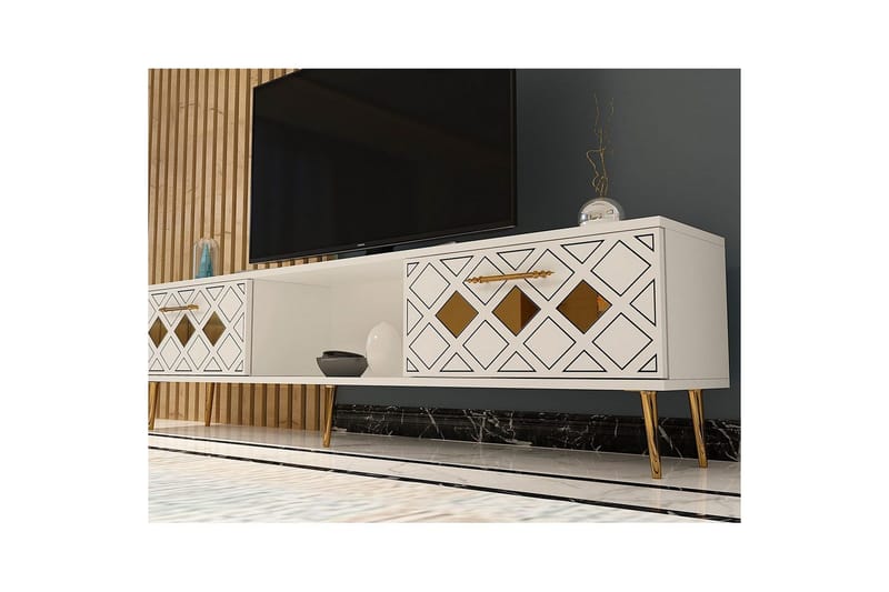 Ilna Tv-bänk 150 cm - Vit/Silver - Möbler - Vardagsrum - Tv-möbler & mediamöbler - Tv-bänkar