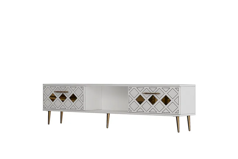 Ilna Tv-bänk 150 cm, Vit/Silver