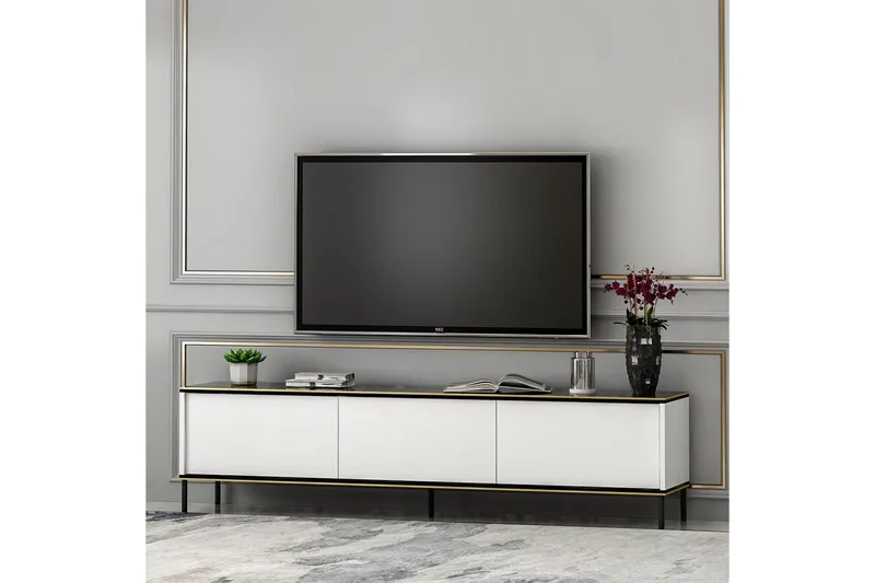 Imaj Golvstående Tv-bänk 180 cm med Förvaring i Målat Trä - Vit - Möbler - Vardagsrum - Tv-möbler & mediamöbler - Tv-bänkar