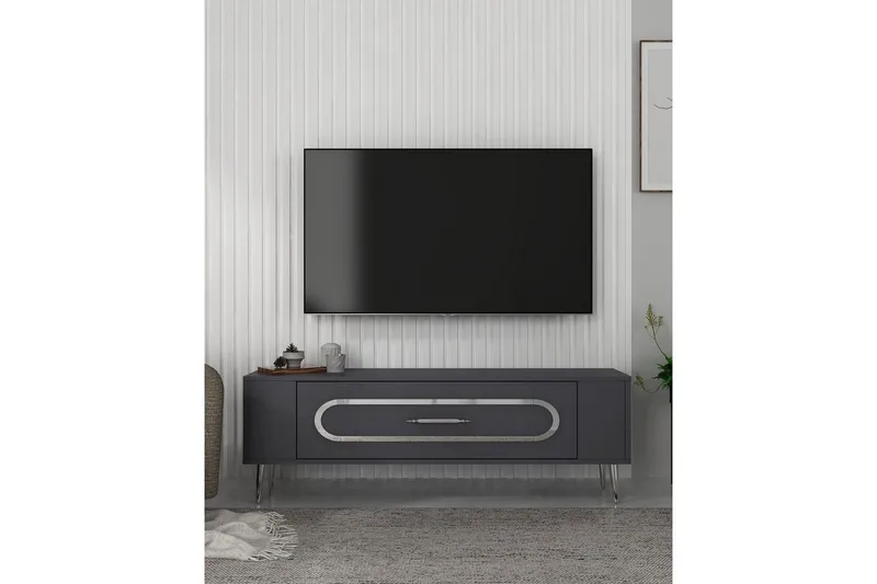 Javin Tv-bänk 120 cm - Antracit/Silver - Möbler - Vardagsrum - Tv-möbler & mediamöbler - Tv-bänkar