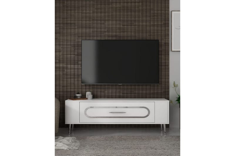 Javin Tv-bänk 120 cm - Vit/Silver - Möbler - Vardagsrum - Tv-möbler & mediamöbler - Tv-bänkar