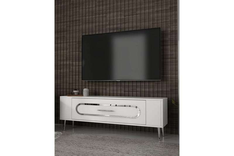 Javin Tv-bänk 120 cm - Vit/Silver - Möbler - Vardagsrum - Tv-möbler & mediamöbler - Tv-bänkar