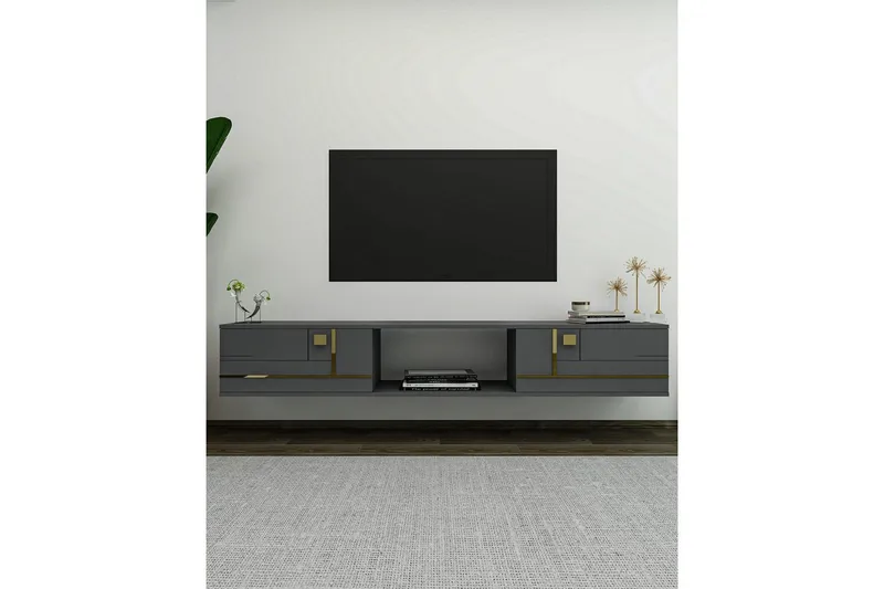 Jorin Tv-bänk 150 cm - Antracit/Guld - Möbler - Vardagsrum - Tv-möbler & mediamöbler - Tv-bänkar