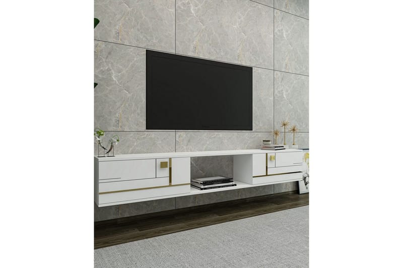 Jorin Tv-bänk 150 cm - Vit/Guld - Möbler - Vardagsrum - Tv-möbler & mediamöbler - Tv-bänkar