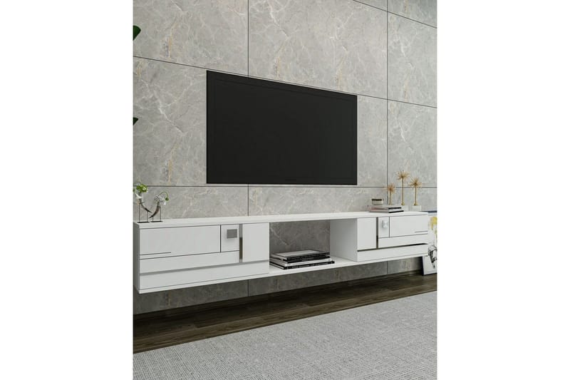 Jorin Tv-bänk 150 cm - Vit/Silver - Möbler - Vardagsrum - Tv-möbler & mediamöbler - Tv-bänkar