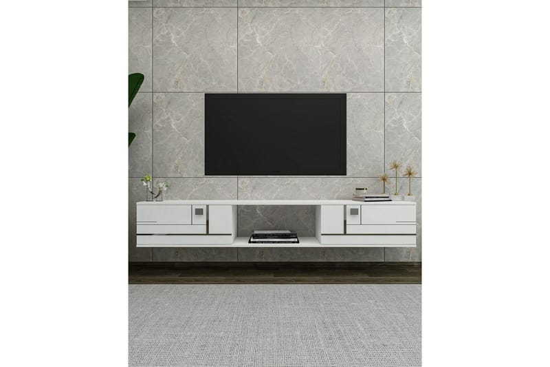 Jorin Tv-bänk 150 cm - Vit/Silver - Möbler - Vardagsrum - Tv-möbler & mediamöbler - Tv-bänkar