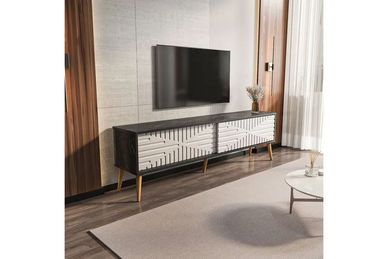 Kalon Tv-bänk 180 cm - Svart/Vit - Möbler - Vardagsrum - Tv-möbler & mediamöbler - Tv-bänkar