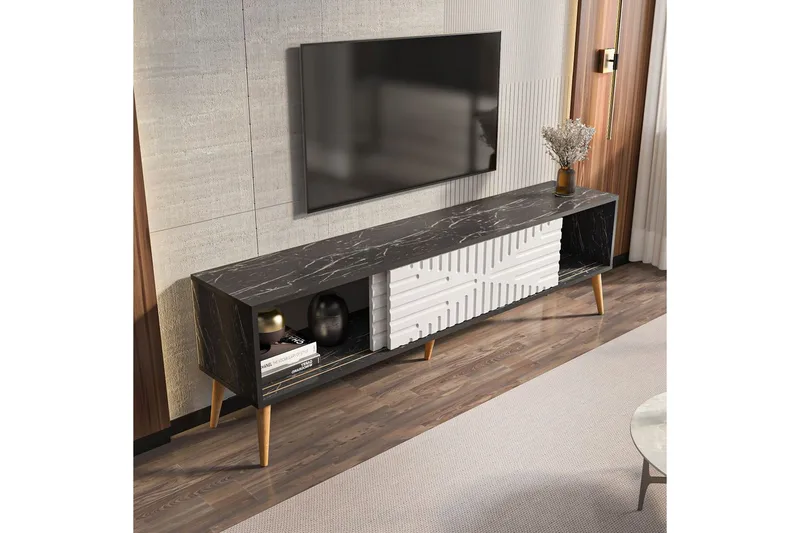 Kalon Tv-bänk 180 cm - Svart/Vit - Möbler - Vardagsrum - Tv-möbler & mediamöbler - Tv-bänkar