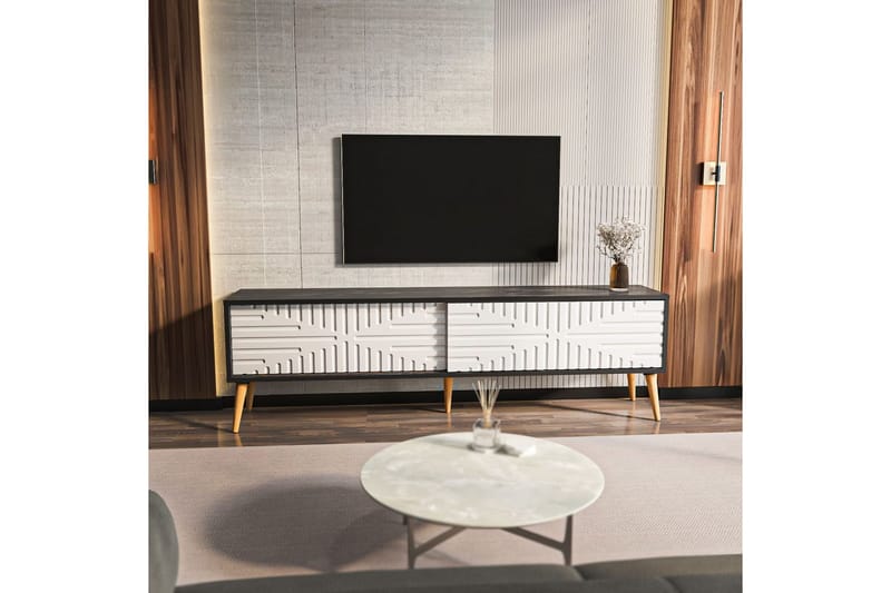 Kalon Tv-bänk 180 cm - Svart/Vit - Möbler - Vardagsrum - Tv-möbler & mediamöbler - Tv-bänkar