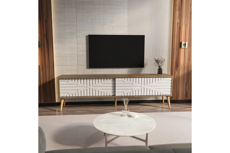 Kalon Tv-bänk 180 cm - Valnöt/Vit - Möbler - Vardagsrum - Tv-möbler & mediamöbler - Tv-bänkar