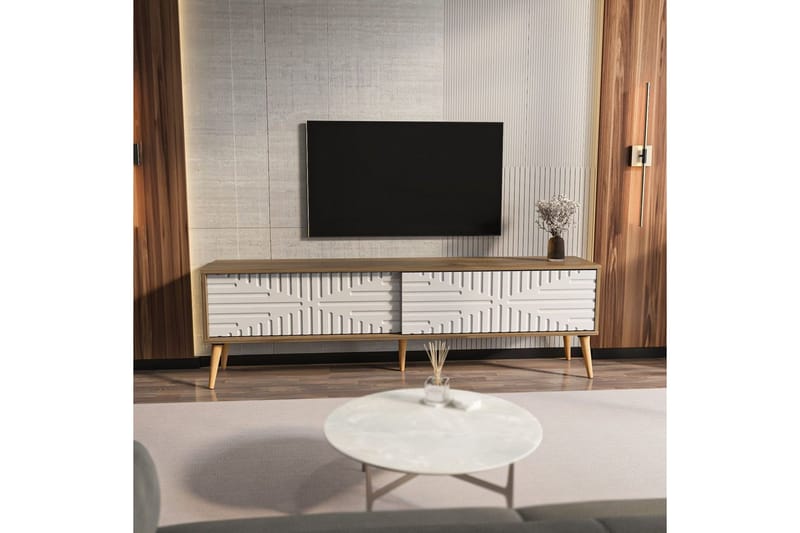 Kalon Tv-bänk 180 cm - Valnöt/Vit - Möbler - Vardagsrum - Tv-möbler & mediamöbler - Tv-bänkar