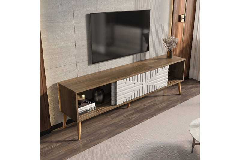 Kalon Tv-bänk 180 cm - Valnöt/Vit - Möbler - Vardagsrum - Tv-möbler & mediamöbler - Tv-bänkar