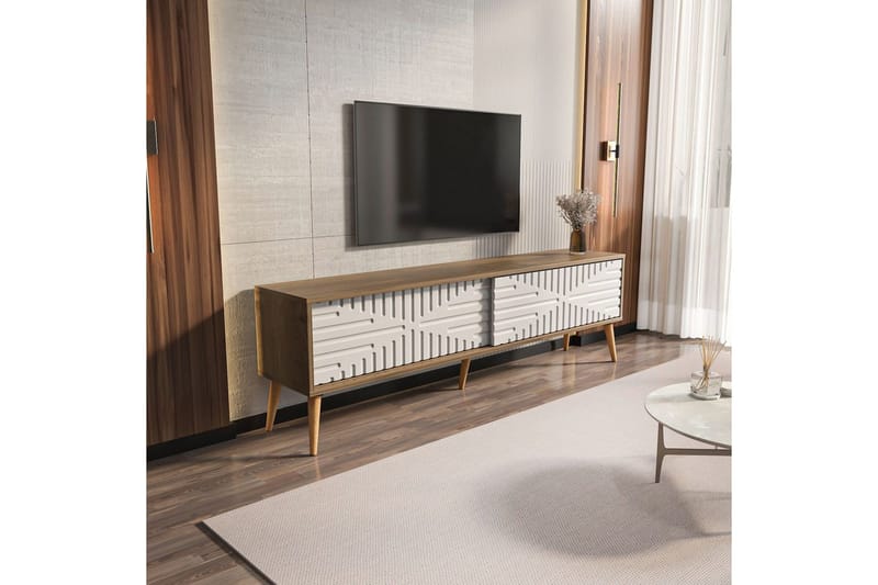 Kalon Tv-bänk 180 cm - Valnöt/Vit - Möbler - Vardagsrum - Tv-möbler & mediamöbler - Tv-bänkar