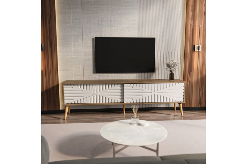 Kalon Tv-bänk 180 cm - Valnöt/Vit - Möbler - Vardagsrum - Tv-möbler & mediamöbler - Tv-bänkar