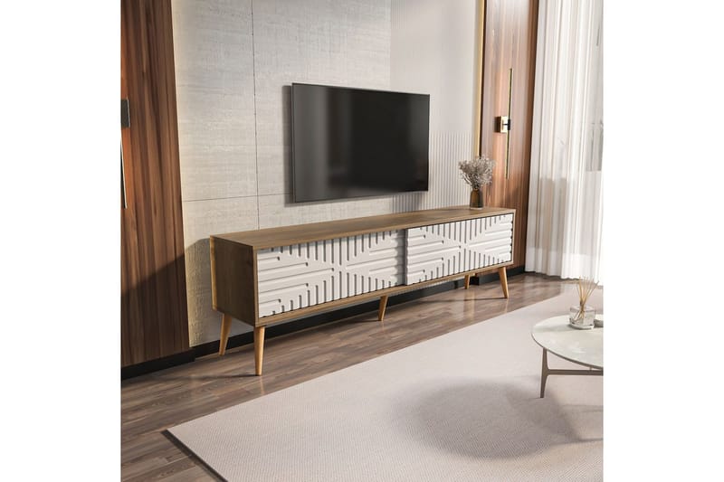 Kalon Tv-bänk 180 cm - Valnöt/Vit - Möbler - Vardagsrum - Tv-möbler & mediamöbler - Tv-bänkar