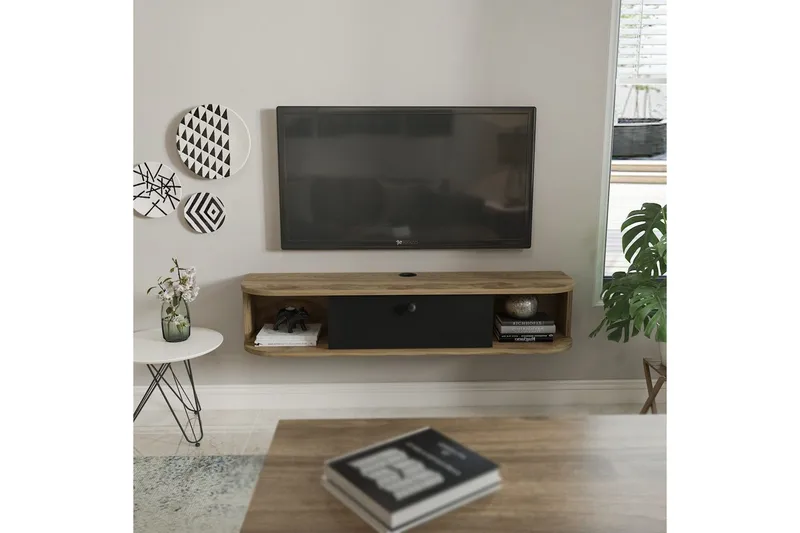 Kalvos Tv-bänk 120 cm - Svart/Ek - Möbler - Vardagsrum - Tv-möbler & mediamöbler - Tv-bänkar