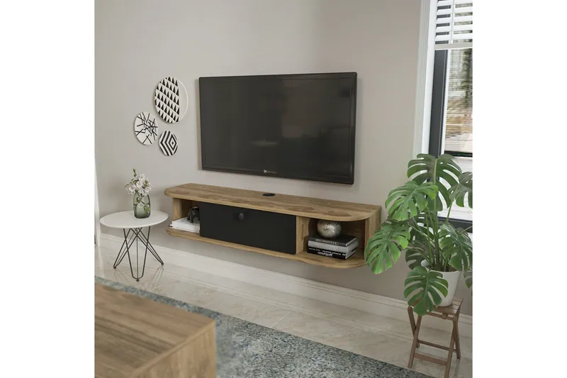 Kalvos Tv-bänk 120 cm - Svart/Ek - Möbler - Vardagsrum - Tv-möbler & mediamöbler - Tv-bänkar