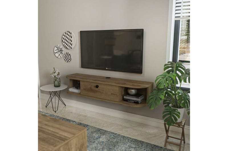 Kalvos Vägghängd Tv-bänk 120 cm med Förvaring i Trä - Brun - Möbler - Vardagsrum - Tv-möbler & mediamöbler - Tv-bänkar