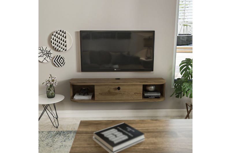 Kalvos Vägghängd Tv-bänk 120 cm med Förvaring i Trä - Brun - Möbler - Vardagsrum - Tv-möbler & mediamöbler - Tv-bänkar