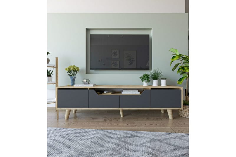 Kollumber Tv-stativ 180x30 cm - Brun/Antracit - Möbler - Vardagsrum - Tv-möbler & mediamöbler - Tv-väggfästen & mediastativ - Tv stativ & väggfästen