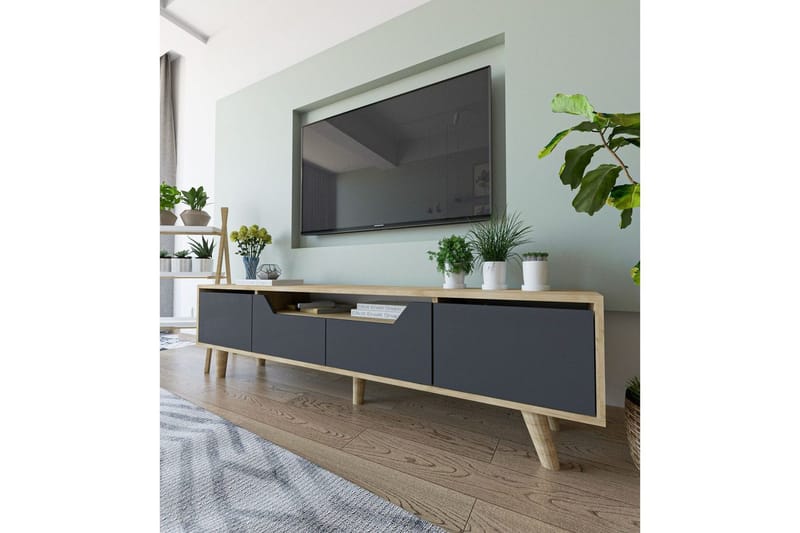 Kollumber Tv-stativ 180x30 cm - Brun/Antracit - Möbler - Vardagsrum - Tv-möbler & mediamöbler - Tv-väggfästen & mediastativ - Tv stativ & väggfästen