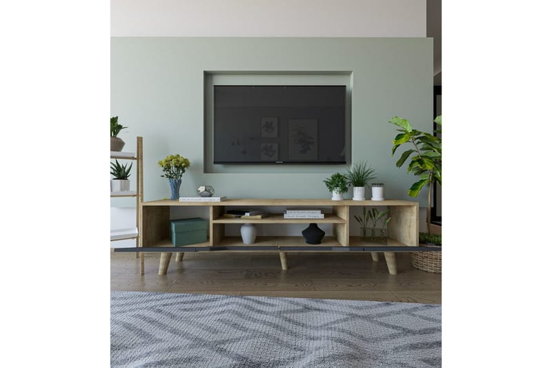 Kollumber Tv-stativ 180x30 cm - Brun/Antracit - Möbler - Vardagsrum - Tv-möbler & mediamöbler - Tv-väggfästen & mediastativ - Tv stativ & väggfästen