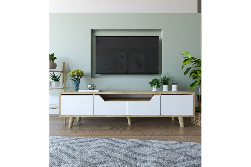 Kollumber Tv-stativ 180x30 cm - Brun/Vit - Möbler - Vardagsrum - Tv-möbler & mediamöbler - Tv-väggfästen & mediastativ - Tv stativ & väggfästen