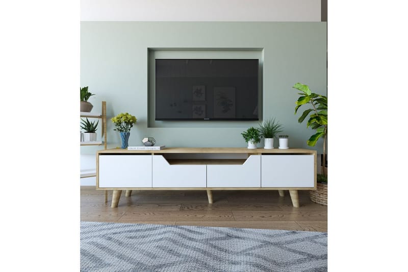 Kollumber Tv-stativ 180x30 cm - Brun/Vit - Möbler - Vardagsrum - Tv-möbler & mediamöbler - Tv-väggfästen & mediastativ - Tv stativ & väggfästen