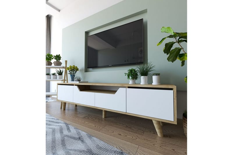 Kollumber Tv-stativ 180x30 cm - Brun/Vit - Möbler - Vardagsrum - Tv-möbler & mediamöbler - Tv-väggfästen & mediastativ - Tv stativ & väggfästen