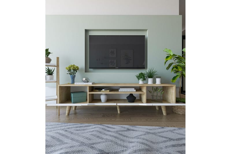 Kollumber Tv-stativ 180x30 cm - Brun/Vit - Möbler - Vardagsrum - Tv-möbler & mediamöbler - Tv-väggfästen & mediastativ - Tv stativ & väggfästen