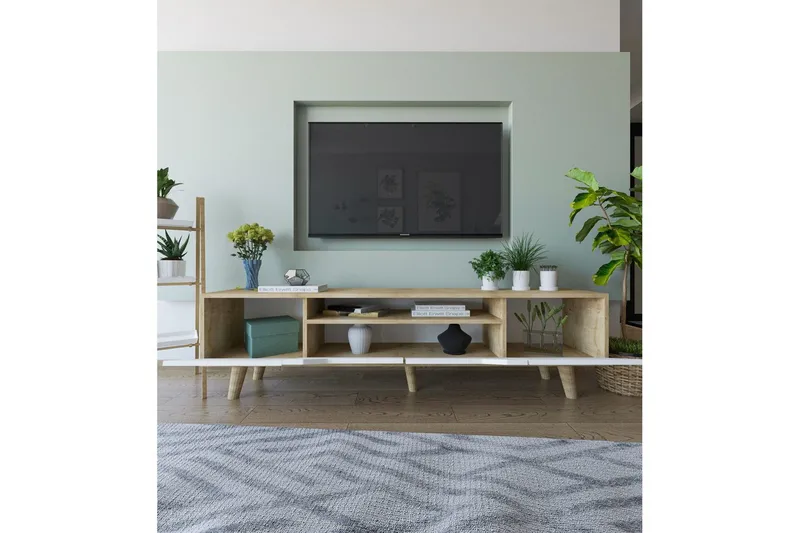 Kollumber Tv-stativ 180x30 cm - Brun/Vit - Möbler - Vardagsrum - Tv-möbler & mediamöbler - Tv-väggfästen & mediastativ - Tv stativ & väggfästen