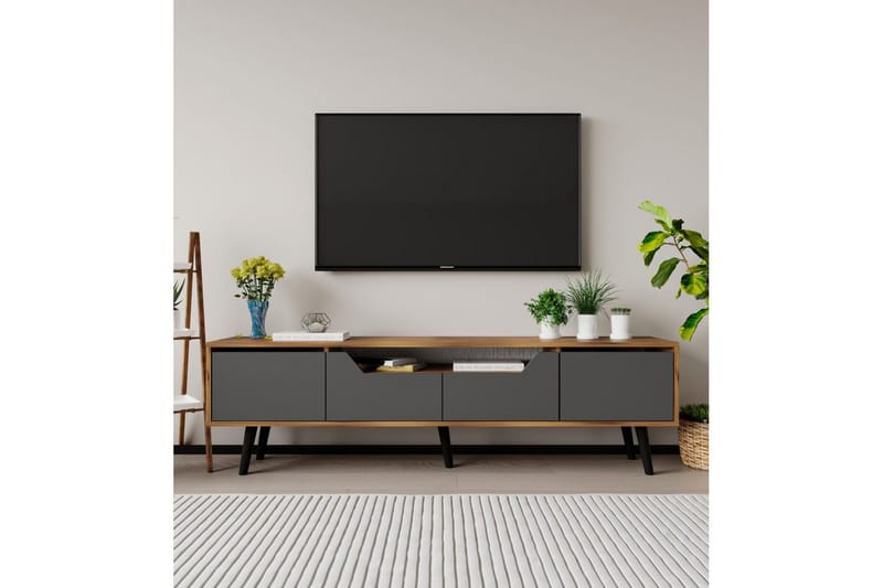 Kollumber Tv-stativ 180x30 cm - Valnöt/Antracit - Möbler - Vardagsrum - Tv-möbler & mediamöbler - Tv-väggfästen & mediastativ - Tv stativ & väggfästen