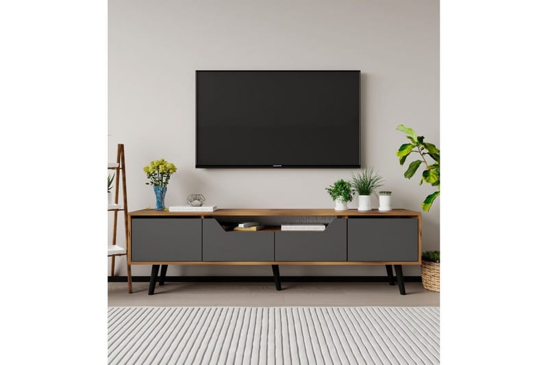 Kollumber Tv-stativ 180x30 cm - Valnöt/Antracit - Möbler - Vardagsrum - Tv-möbler & mediamöbler - Tv-väggfästen & mediastativ - Tv stativ & väggfästen
