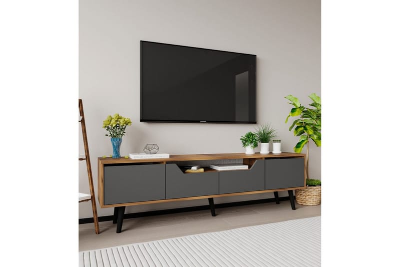 Kollumber Tv-stativ 180x30 cm - Valnöt/Antracit - Möbler - Vardagsrum - Tv-möbler & mediamöbler - Tv-väggfästen & mediastativ - Tv stativ & väggfästen