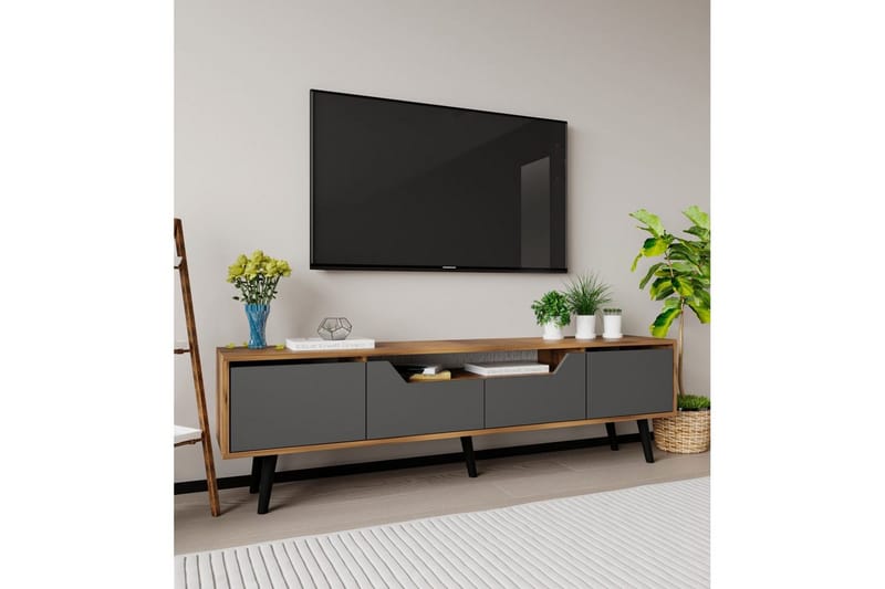 Kollumber Tv-stativ 180x30 cm - Valnöt/Antracit - Möbler - Vardagsrum - Tv-möbler & mediamöbler - Tv-väggfästen & mediastativ - Tv stativ & väggfästen
