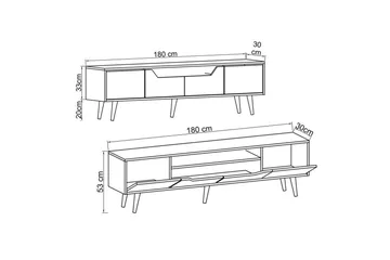 Kollumber Tv-stativ 180x30 cm - Valnöt/Vit - Möbler - Vardagsrum - Tv-möbler & mediamöbler - Tv-bänkar
