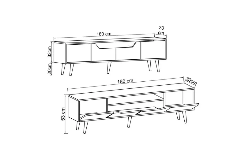 Kollumber Tv-stativ 180x30 cm - Valnöt/Vit - Möbler - Vardagsrum - Tv-möbler & mediamöbler - Tv-väggfästen & mediastativ - Tv stativ & väggfästen