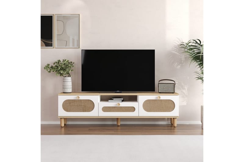 Kumail Tv-bänk 150 cm - Ek/Vit - Möbler - Vardagsrum - Tv-möbler & mediamöbler - Tv-bänkar