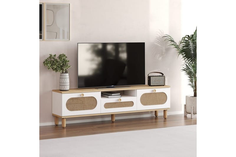 Kumail Tv-bänk 150 cm - Ek/Vit - Möbler - Vardagsrum - Tv-möbler & mediamöbler - Tv-bänkar