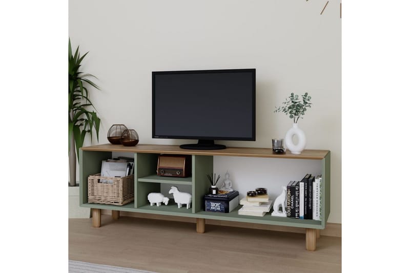Kuniyoshi Golvstående Tv-bänk 160 cm med Förvaring i Målat Trä - Grön - Möbler - Vardagsrum - Tv-möbler & mediamöbler - Tv-bänkar
