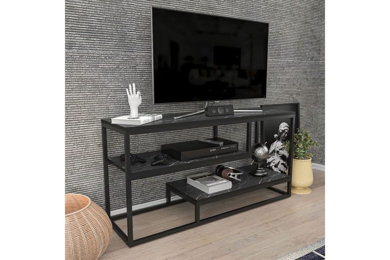 Lorin Tv-bänk 120 cm - Svart/Vit - Möbler - Vardagsrum - Tv-möbler & mediamöbler - Tv-bänkar