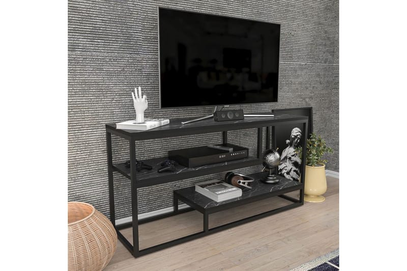 Lorin Tv-bänk 120 cm - Svart/Vit - Möbler - Vardagsrum - Tv-möbler & mediamöbler - Tv-bänkar