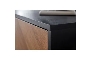 Lowboard Wohnling Ekfanerad med 2 dörrar Förvaringsbrickor Metallben Lantlig stil - Möbler - Vardagsrum - Tv-möbler & mediamöbler - Tv-bänkar