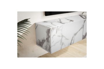 Lowboard Wohnling Folierad upphängning med luckdörr, modern Marmor, Vit, 120 cm - Marmor, Vit, 120 cm - Möbler - Vardagsrum - Tv-möbler & mediamöbler - Tv-hylla