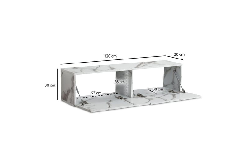 Lowboard Wohnling Folierad upphängning med luckdörr, modern Marmor, Vit, 120 cm - Marmor, Vit, 120 cm - Möbler - Vardagsrum - Tv-möbler & mediamöbler - Tv-väggfästen & mediastativ - Tv stativ & väggfästen