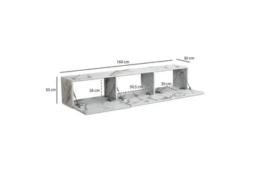 Lowboard Wohnling Folierad upphängning med luckdörr, modern Marmor, Vit, 160 cm - Marmor, Vit, 160 cm - Möbler - Vardagsrum - Tv-möbler & mediamöbler - Tv-hylla