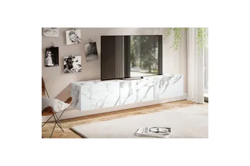 Lowboard Wohnling Folierad upphängning med luckdörr, modern Marmor, Vit, 160 cm - Marmor, Vit, 160 cm - Möbler - Vardagsrum - Tv-möbler & mediamöbler - Tv-hylla