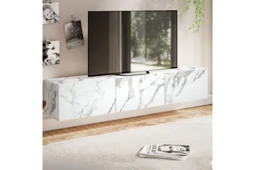 Lowboard Wohnling Folierad upphängning med luckdörr, modern Marmor, Vit, 160 cm - Marmor, Vit, 160 cm - Möbler - Vardagsrum - Tv-möbler & mediamöbler - Tv-hylla